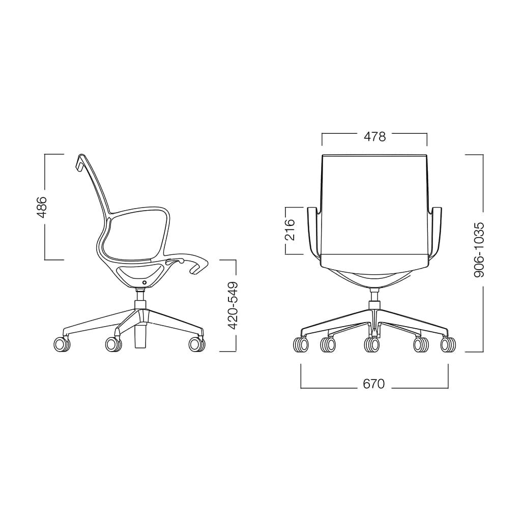 M1 taskchair, frame white, mesh light grey