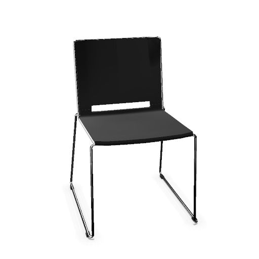 Zitten Pep! Sled chair (Lacquer : Chrome (2) | Plastic color: 0 Black | Upholstery : None)