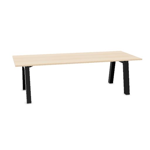 Hybrid table low 240cm (Worktop Width: 100 cm | Worktop Colour: Gebleekt eiken | Leg Colour: Zwart (RAL 9005))