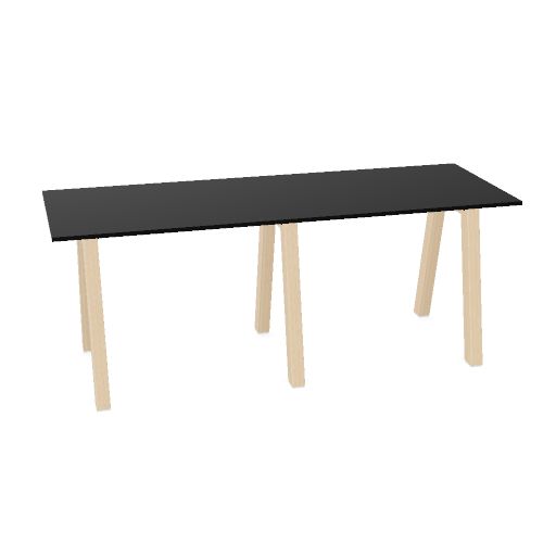 Hybrid tafel Hoog 280cm (Werkblad breedte: 100 cm | Werkblad kleur: Zwart | Pootkleur : Hollands Essen)