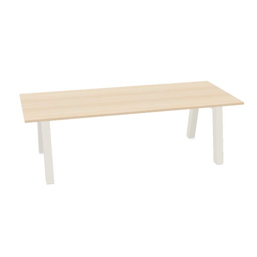 Hybrid tafel Laag 240cm (Werkblad breedte: 100 cm | Werkblad kleur: Gebleekt eiken | Pootkleur : Wit (RAL 9010))