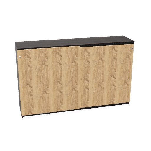 M-store schuifdeur  120x200x50cm (Kleur romp : Hacienda zwart | Kleur deur : Bardolino Eiken | Bladdecor : Hacienda zwart)