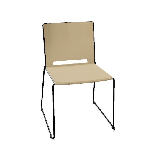 Pep! Sled chair (Lacquer : Black (1) | Plastic color: Sand | Upholstery : None)