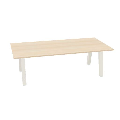 Hybrid tafel Laag 240cm (Werkblad breedte: 120 cm | Werkblad kleur: Gebleekt eiken | Pootkleur : Wit (RAL 9010))