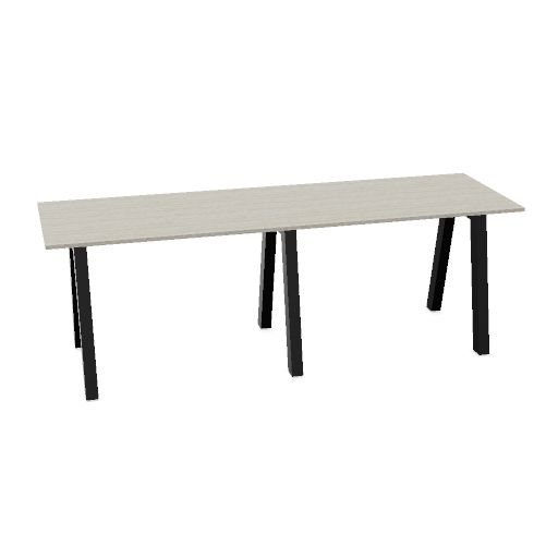 Hybrid tafel Hoog 320cm (Werkblad breedte: 100 cm | Werkblad kleur: Ril Eiken | Pootkleur : Zwart (RAL 9005))