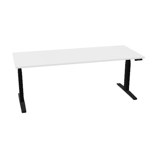 200x80cm (single bureau) (Bladdecor: Wit | Pootkleur : Zwart)