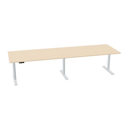 Workways zit-sta (Maat: 320x100 cm | Tafelblad kleur: 0E - Licht eiken | poten: Zilver)
