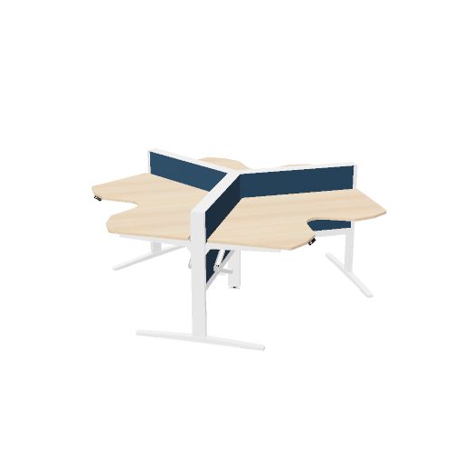 MAX T-Range wing 120cm (cluster van 3) (Pootkleur : Wit | Bladdecor: Gebleekt eiken | Range: 38 - Sapphire | Kleur: 603 Sapphire | Priceclass: Stofgroep 2 | Verstelbaarheid: E-drive Zit-sta)