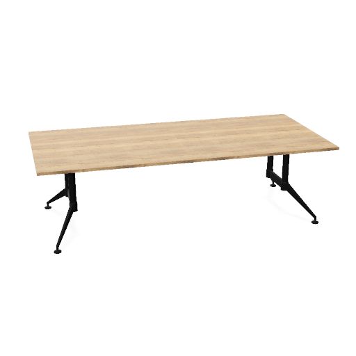 Conferenza 120x260 (Bladdecor: DF - Halifax Oak | Poot kleur: Zwart)