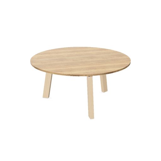Hybrid tafel rond 160cm (Werkblad kleur: DF - Natural Halifax Oak | Pootkleur : Hollands Essen)