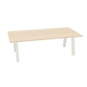 Hybrid tafel Laag 240cm (Werkblad breedte: 120 cm | Werkblad kleur: Gebleekt eiken | Pootkleur : Wit (RAL 9010))