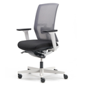 m2 task chair, fabric black, mesh back, white plastic, polyamide base on castors